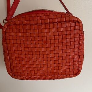 Clare V Red Woven Crossbody Bag